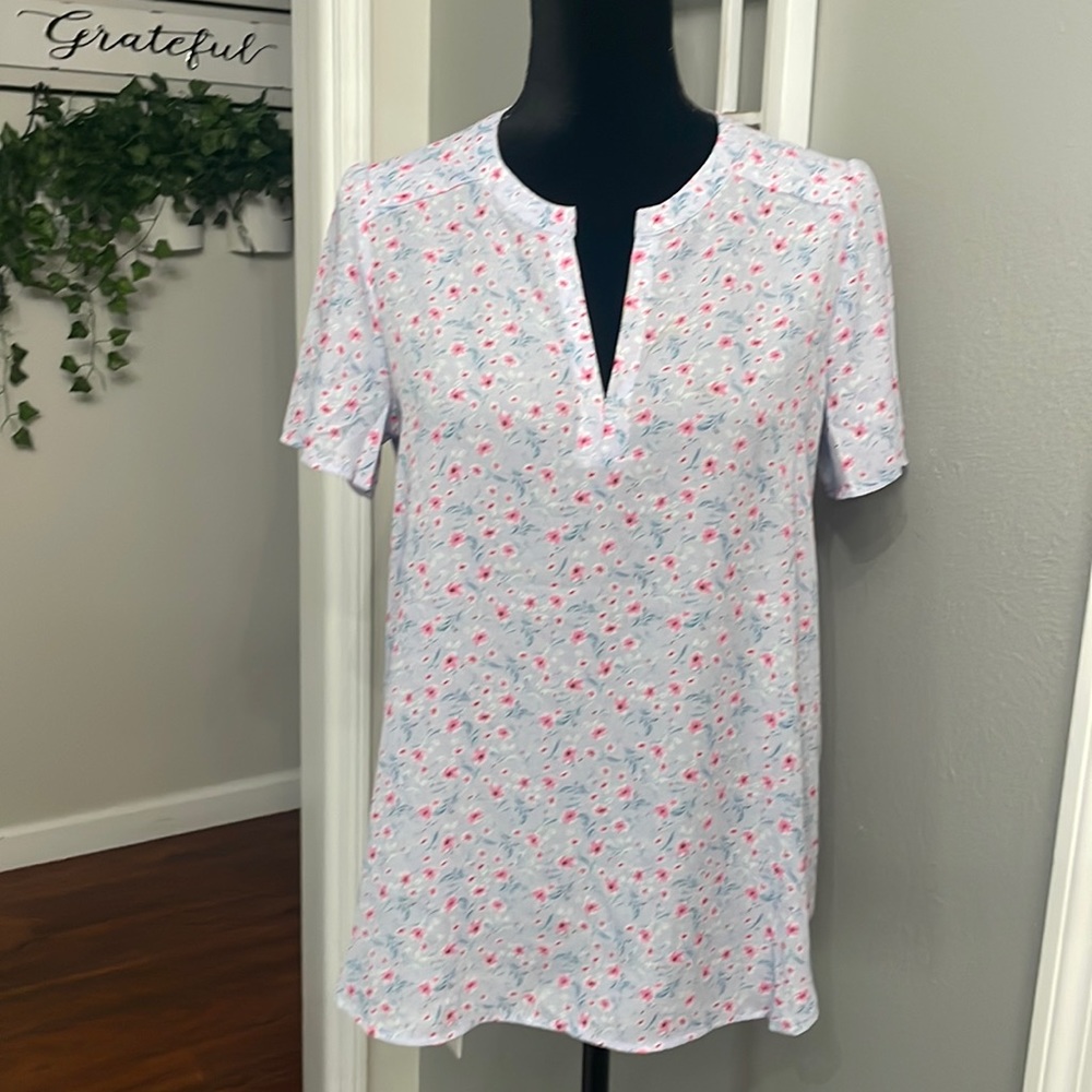 Pleione Notch Neck Floral Blouse Lilac - Picture 1 of 9